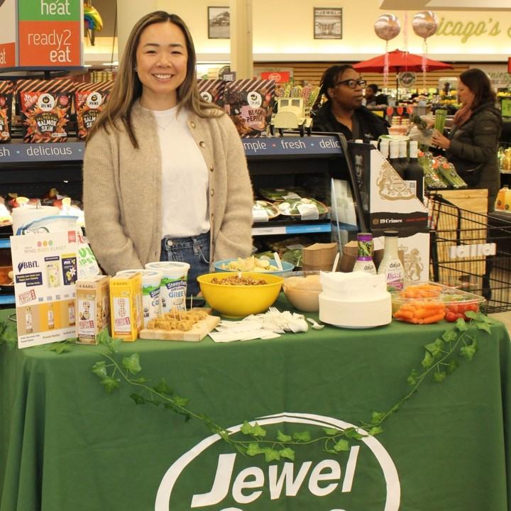 Person posing at booth at Jewel-Osco Mind, Body, Planet event