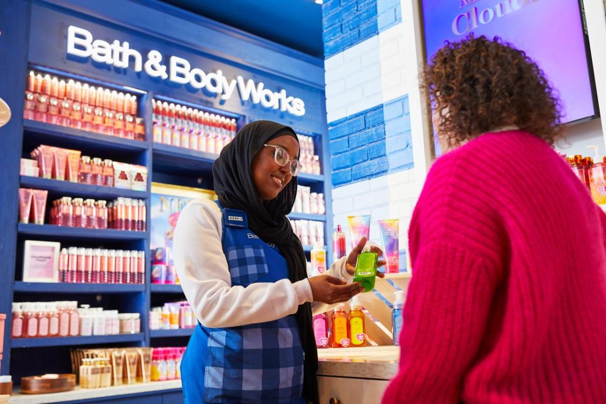 person working at a Bath & Body Works store