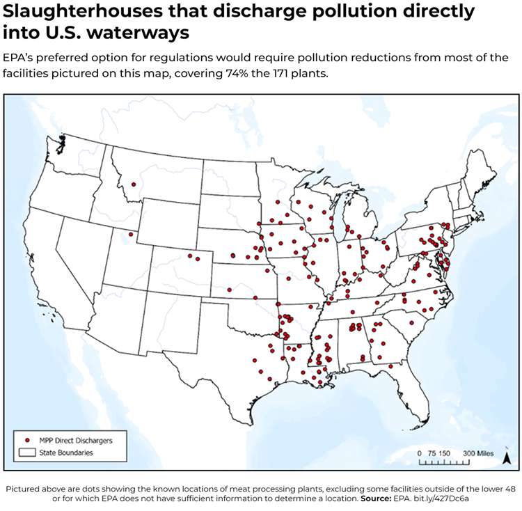 Slaughterhouses that discharge pollution directly into US waterways