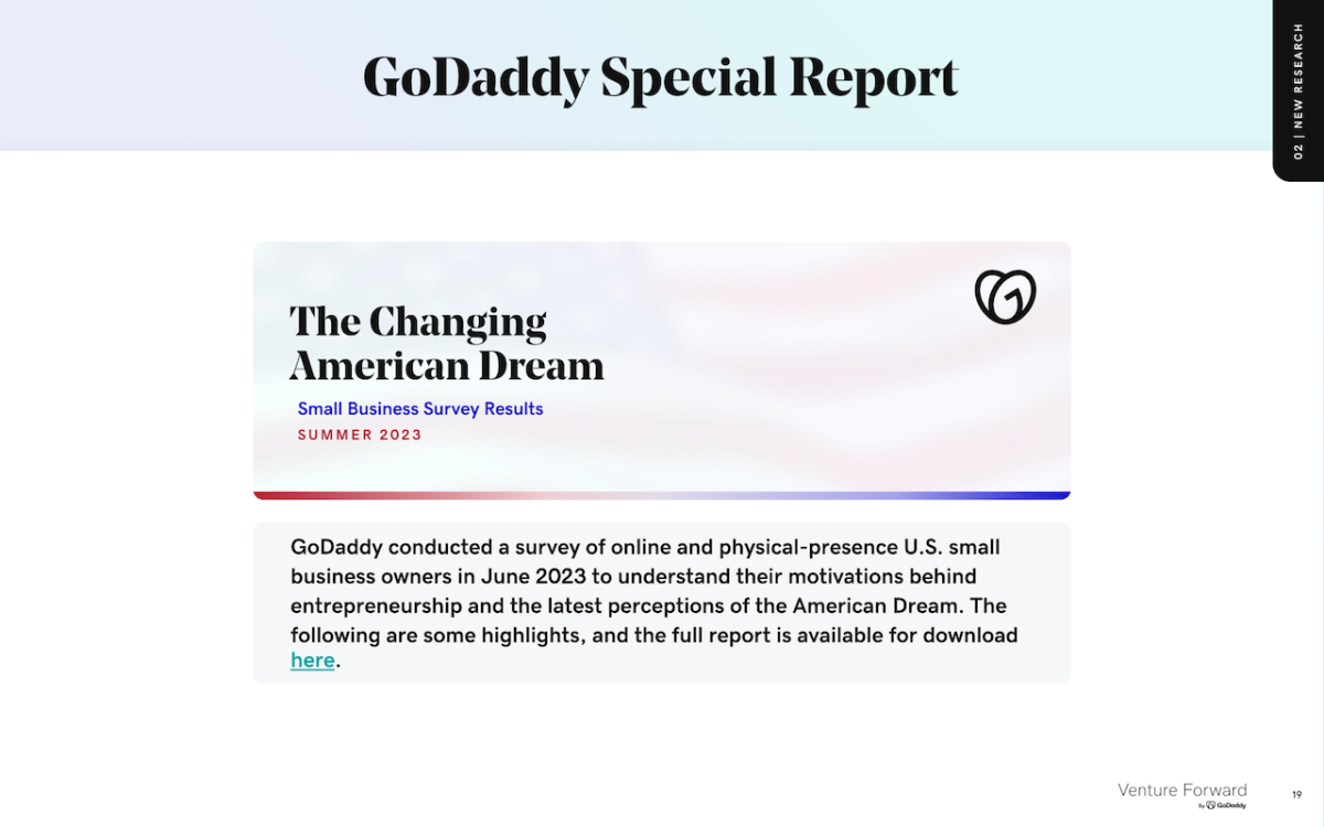The Changing American Dream: GoDaddy Venture Forward Report.