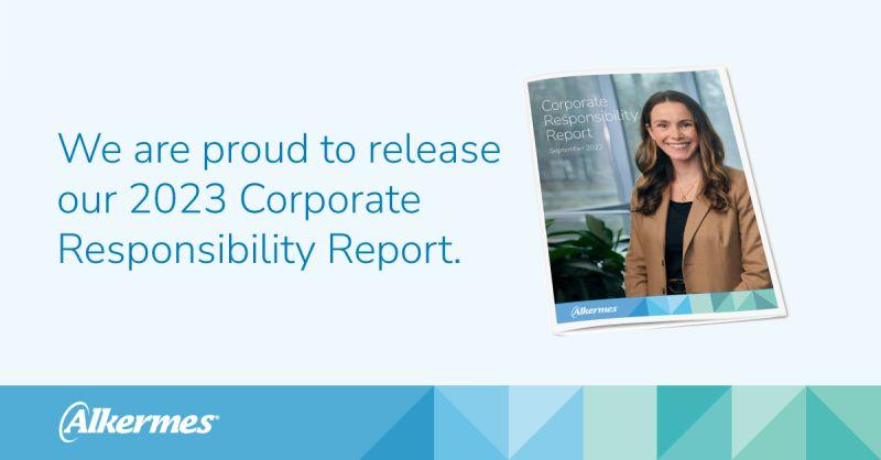 "We are proud to release our 2023 Corporate Responsibility Report." with image of smiling person