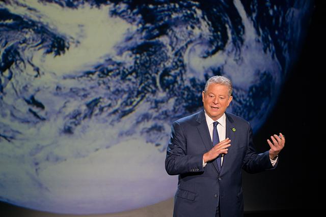 Al Gore giving his updated presentation in Houston, TX in An Inconvenient Sequel: Truth To Power from Paramount Pictures and Participant Media.