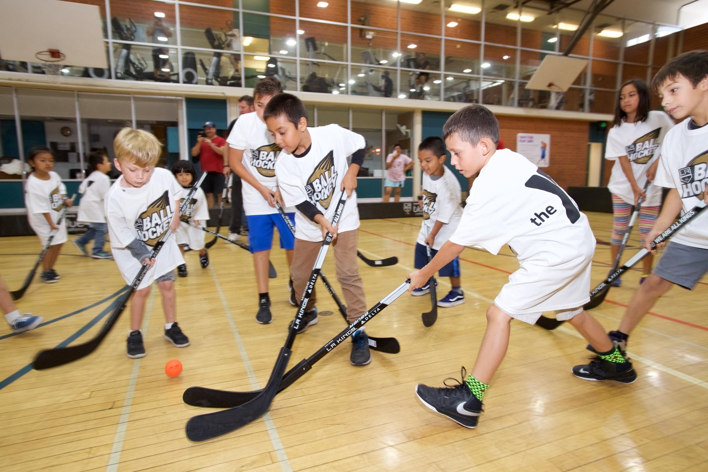 AEG’s LA Kings host a kick-off event to celebrate the official launch of the LA Kings Ball Hockey Program in partnership with Delta Air Lines and Blue Shield of California at the San Pedro & Peninsula YMCA on September 25, 2017.