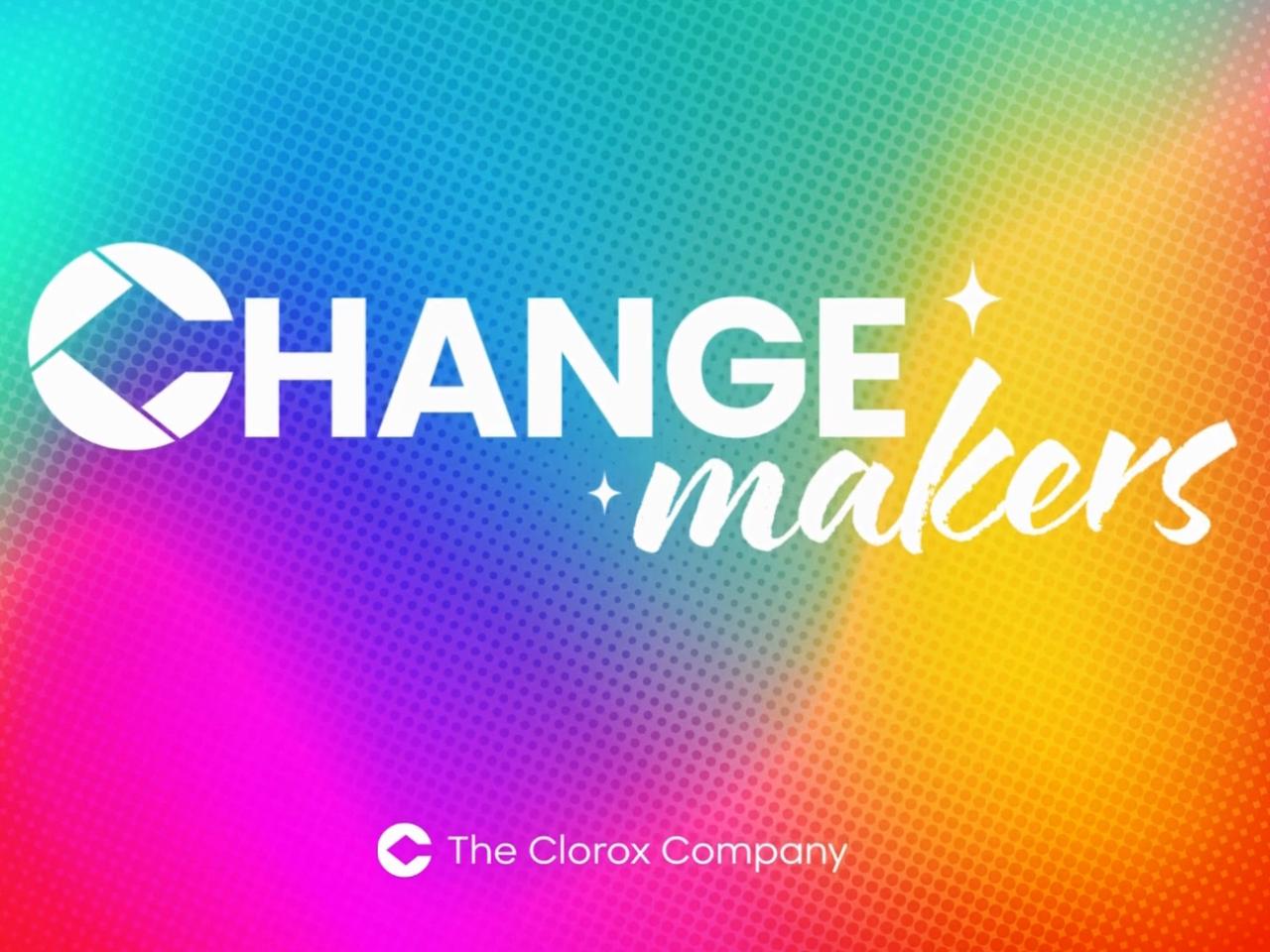 "Change Makers" over a colorful background.