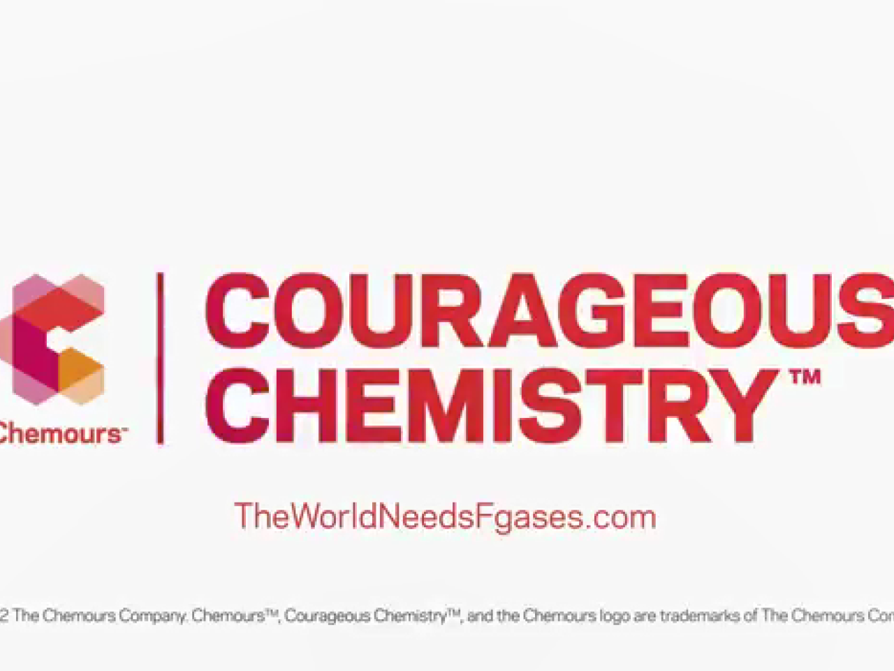 "Courageous Chemistry. Theworldneedsfgases.com" and Chemours logo