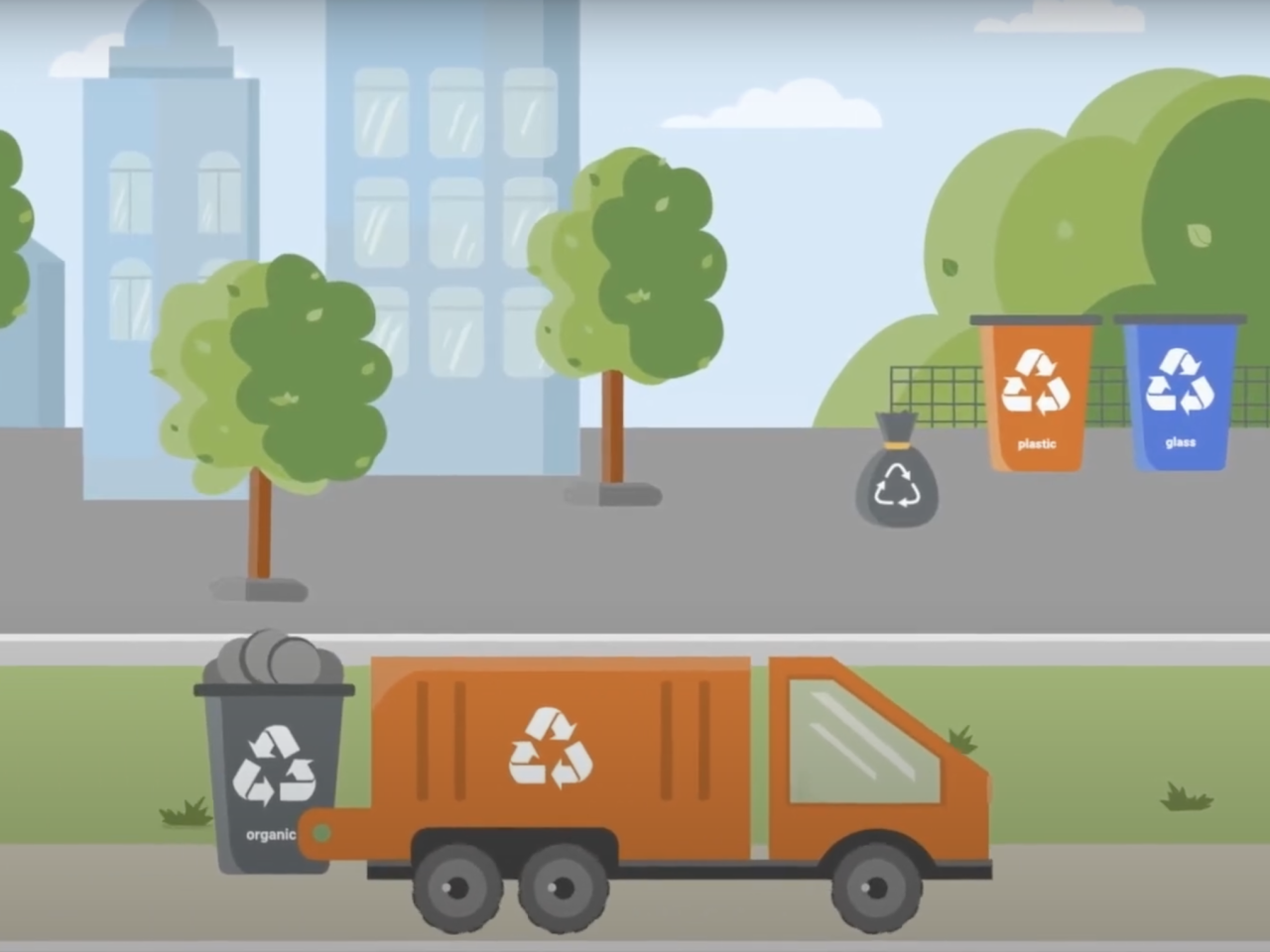 drawing of recycling truck