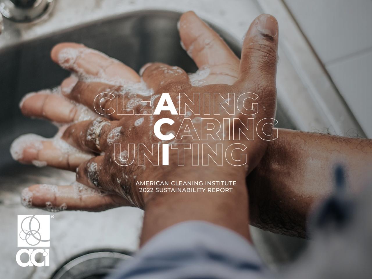 ACI logo superimposed on images of someone washing their hands
