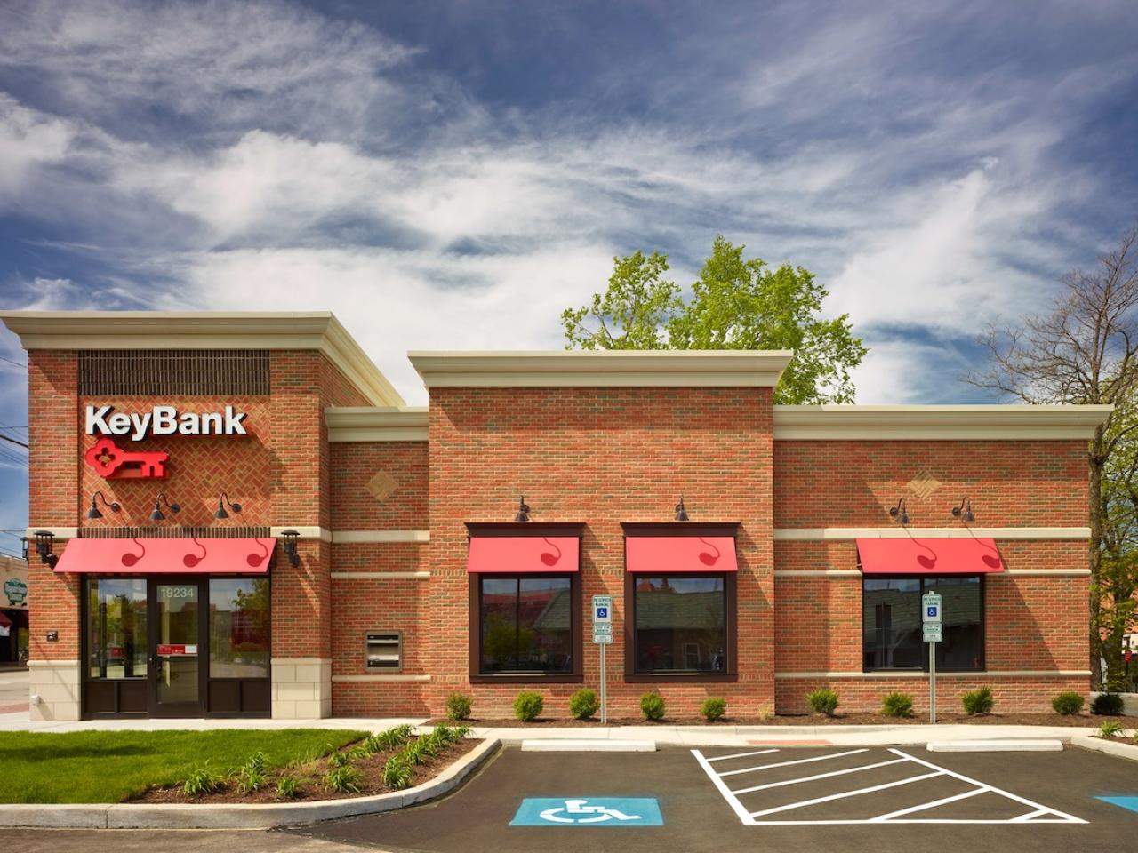 KeyBank branch rendering showing exterior of the branch.