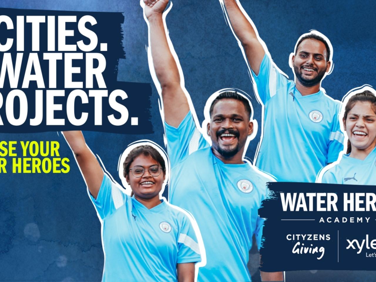 Banner reading, "5 Cities. 5 Water Projects. Choose your water heroes"