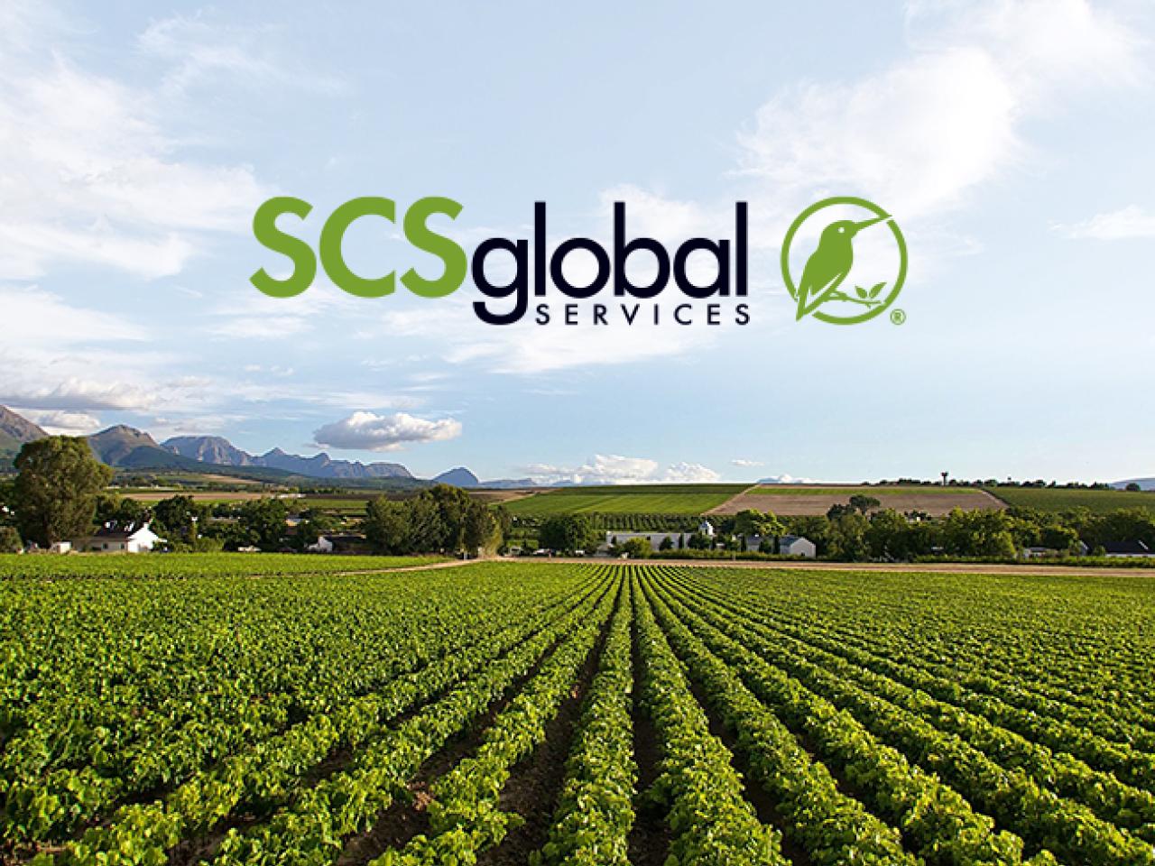 SCS Global Services logo over image of field