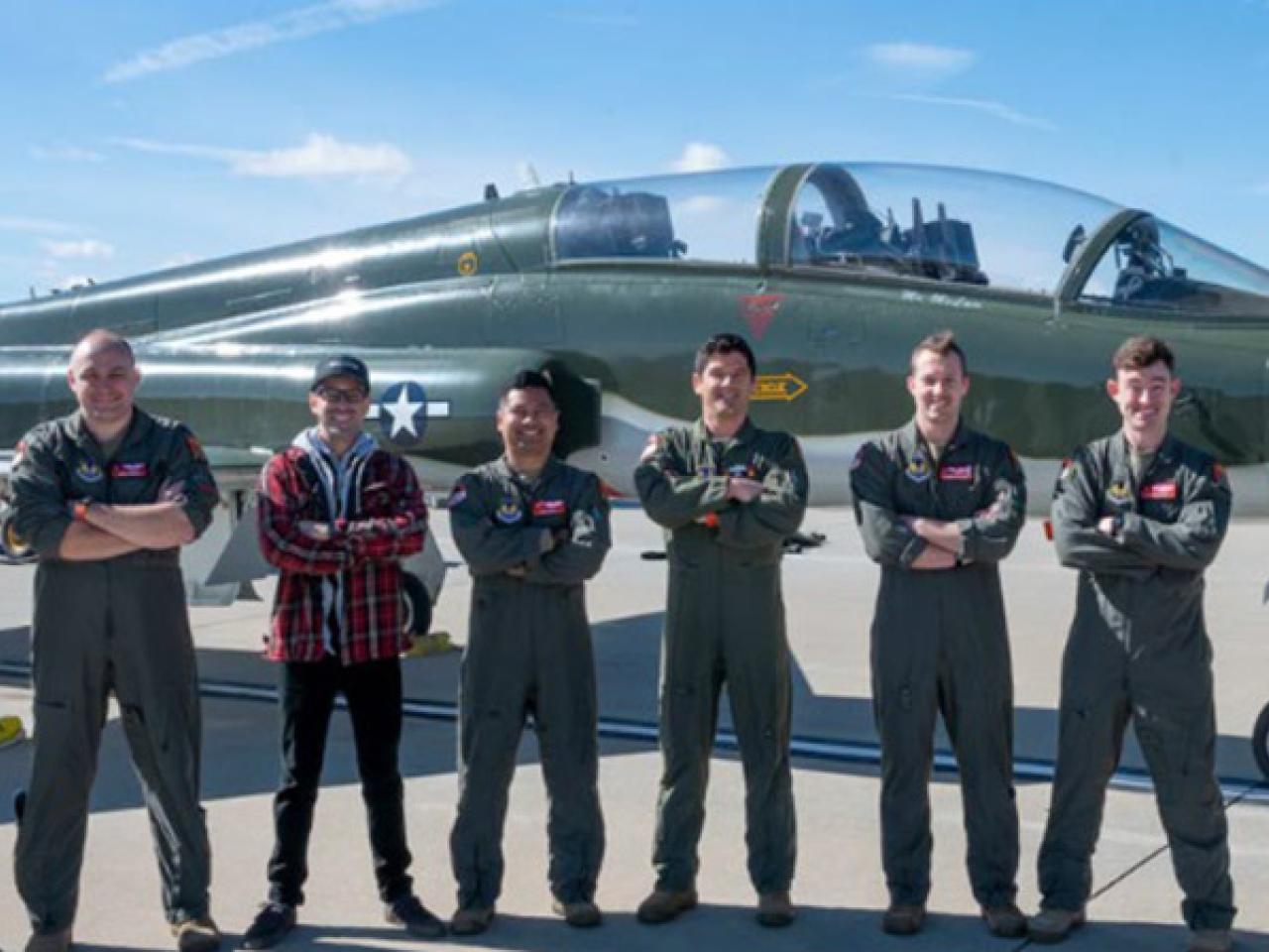 A 2023 Edwards Air Force Base (EAFB) test demonstrated StarNav technology and its successful functionality. Shown in the picture is StarNav founder Dr. Joshua Morales and Air Force officers from the Test Pilot School at EAFB.