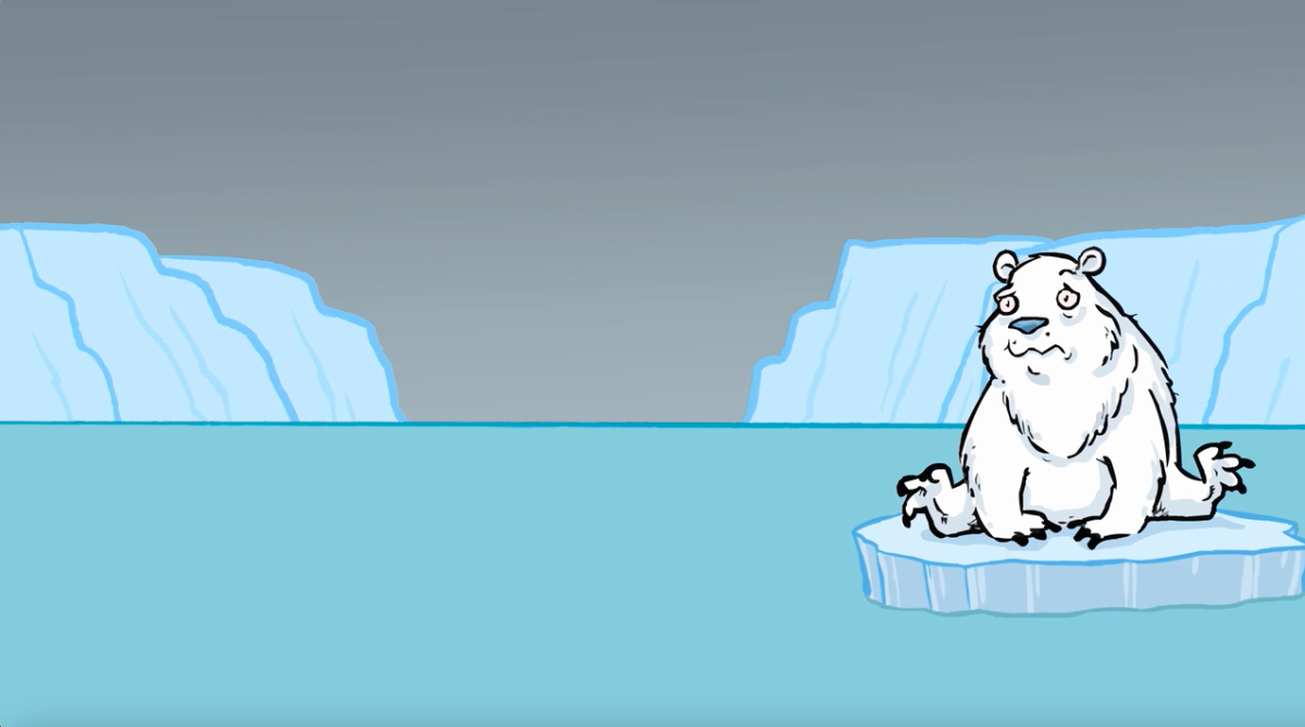 animated polar bear on an ice cap