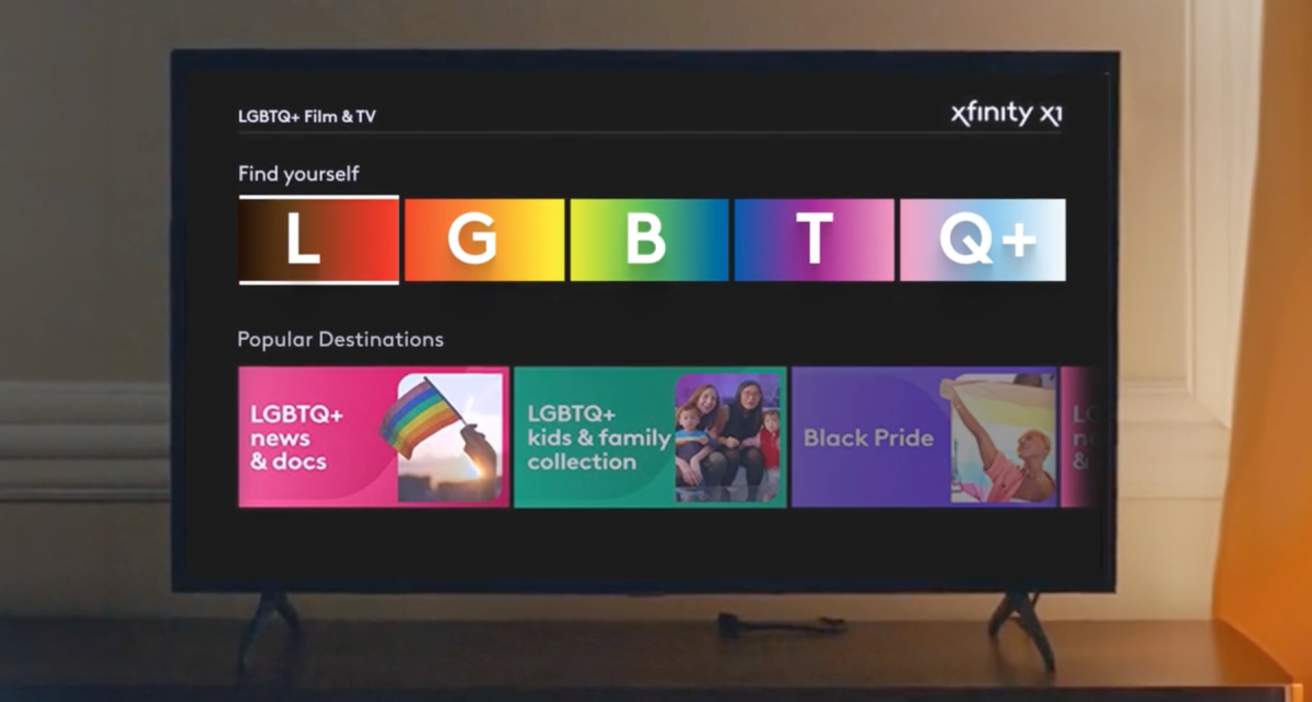 Xfinity screen with LGBTQ+ watch options