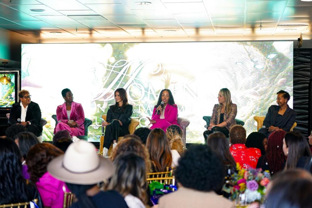 The panel featured female executives Fabiola Torres, the Global Chief Marketing Officer, GAP; Nichol T. Whiteman, Chief Executive Officer, Los Angeles Dodgers Foundation;  Aneesha Saleem, Executive Director, We the Best Foundation; Natalie White, VP, Community Relations & Social Impact, Los Angeles Sparks; Michelle Edgar, Vice President Strategy & Operations, Athlete-Driven Worldwide; and Rhea Roberts-Johnson Vice President Operations & Community Engagement, Goldenvoice and AEG.