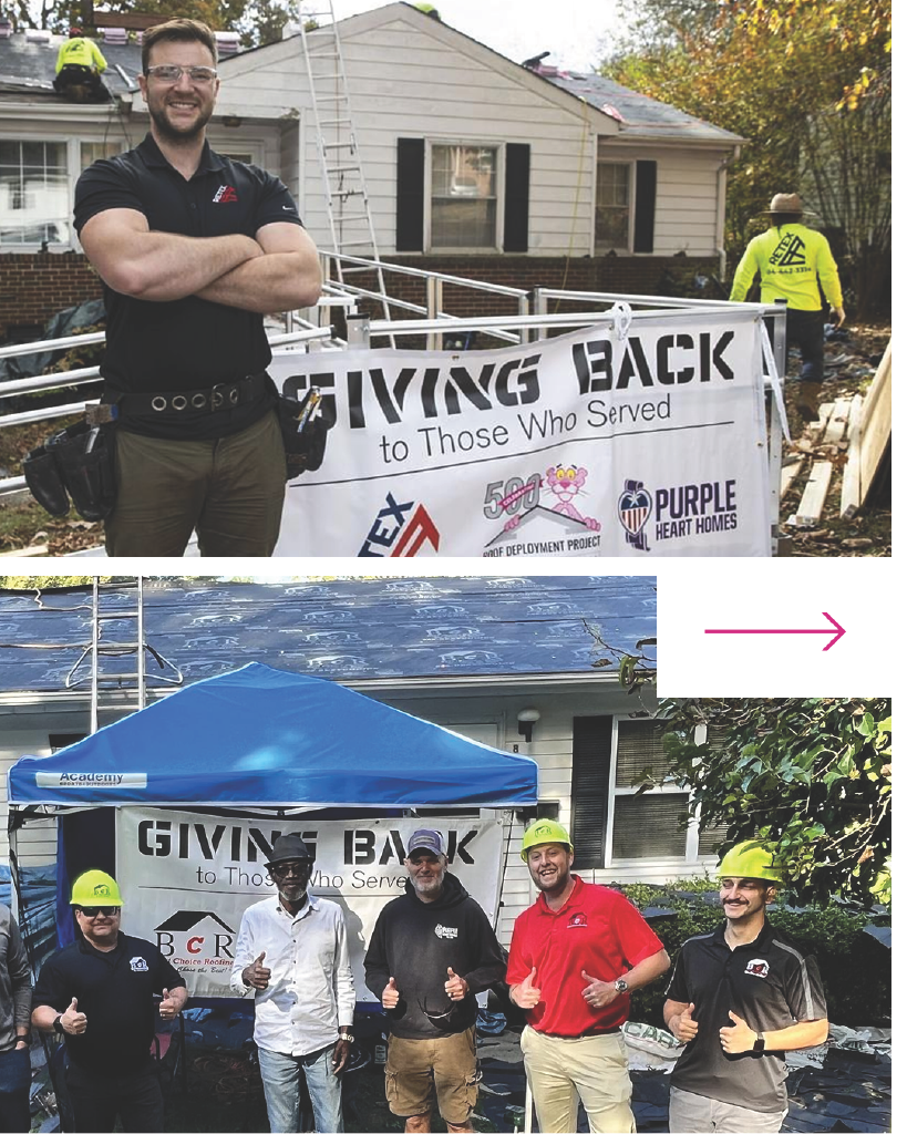 Two images of volunteers from "Giving Back" program