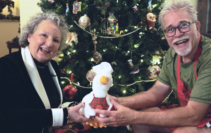 Aflac Holiday Duck shown with Ellen Hansen of Madison, Mississippi.