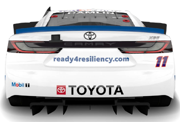 car with "ready4resiliency.com" and Mobile and Toyota logos