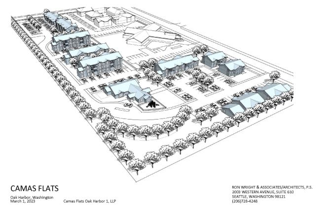 Artists rendering of Camas Flats housing complex.