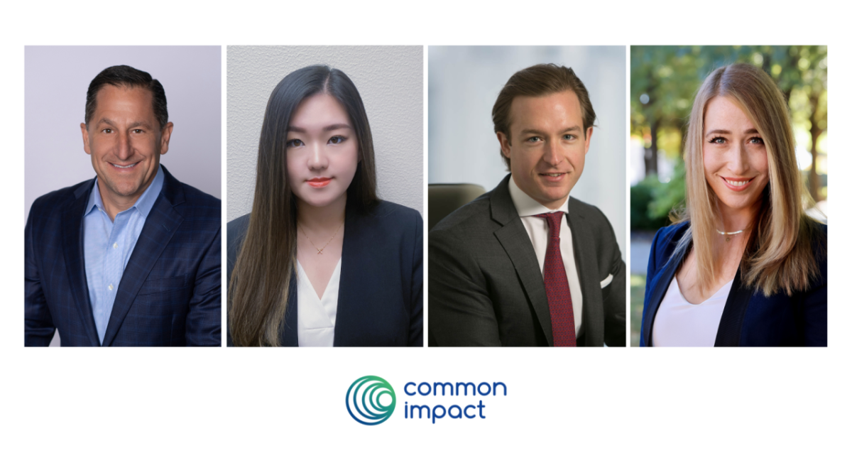 Common Impact's new board members, Chris Scalia, Maggie Zhang, Conor Sutherland, and Bridget Neibergall