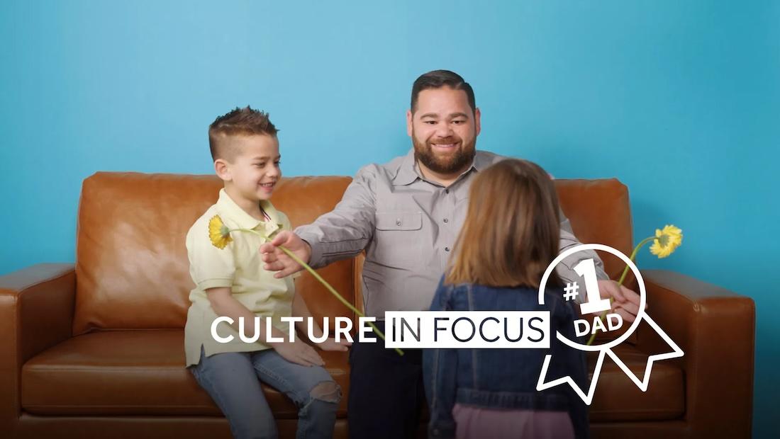NRG Culture in Focus: Number 1 Dad. Father shown with his two children.