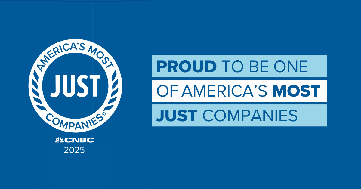 America’s Most JUST Companies logo. "Proud to be one of America’s Most JUST Companies"