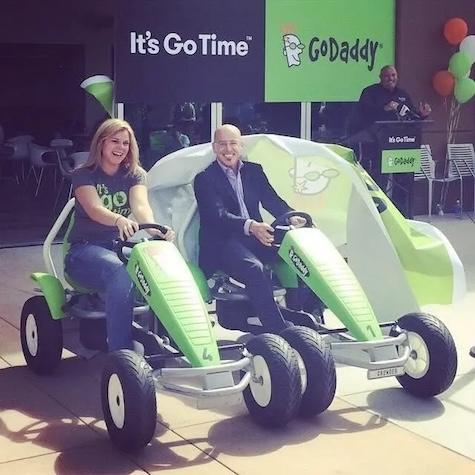 Jolie driving a go-cart.