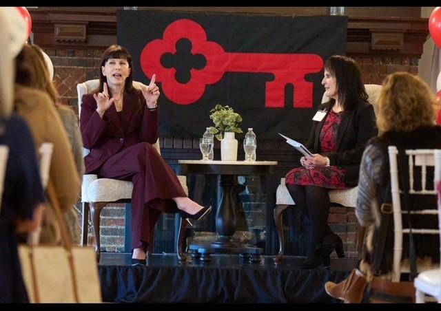 Theresa Slater (left), President and CEO of Empire Interpreting Service, and KeyBank’s Rachel Galusha (right) speak during the 2024 Key4Women Forum in Syracuse, NY