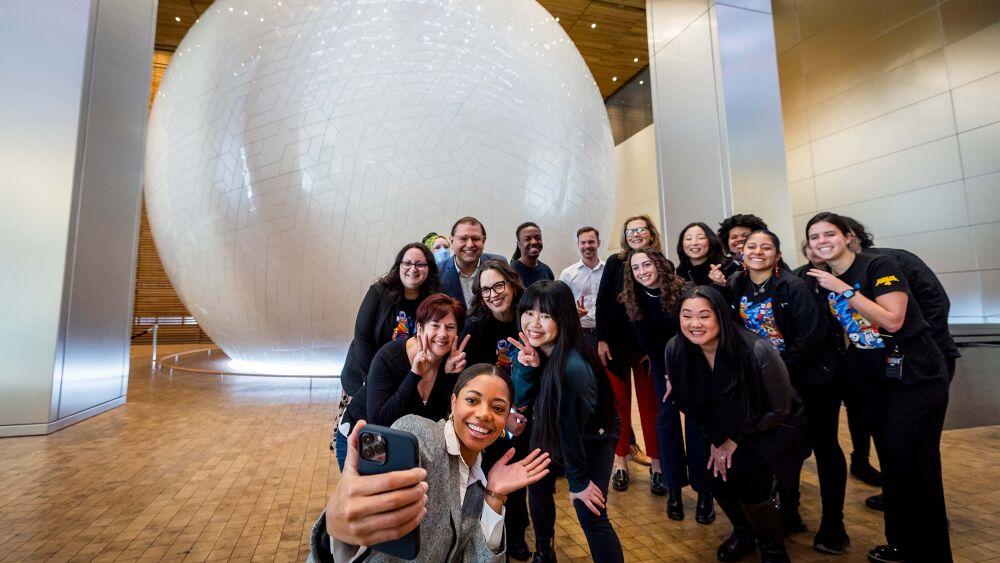 A group of people posed for a selfie.
