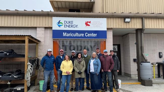 Group photo in front of Duke Energy Florida’s Crystal River Mariculture Center