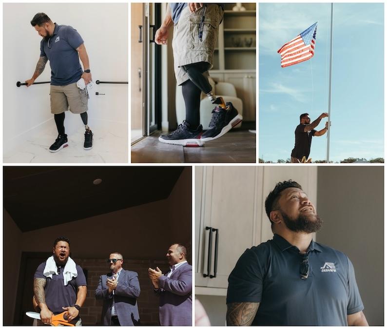 Collage of U.S. Army Sergeant Anesi “Maverick” Tu’ufuli and his new home.