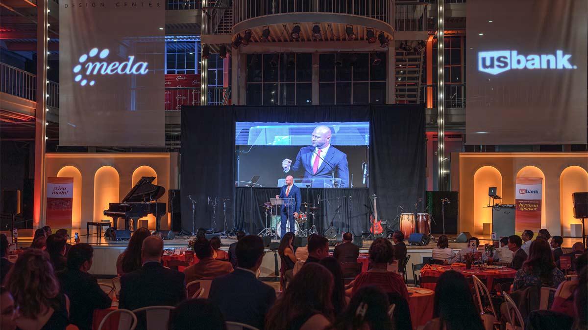 Nathanial Owen from U.S. Bancorp Impact Finance addresses attendees at a recent MEDA event.