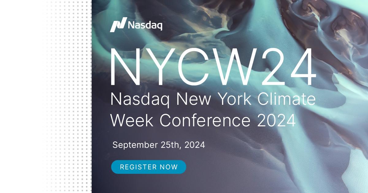 "NYCW24 Nasdaq New York Climate Week Conference 2024" September 25th 2024."