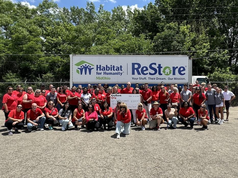 KeyBank volunteers shown with Habitat for Humanity staff members.