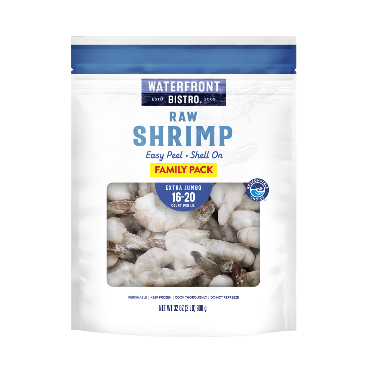 Package of Waterfront Bistro raw shrimp