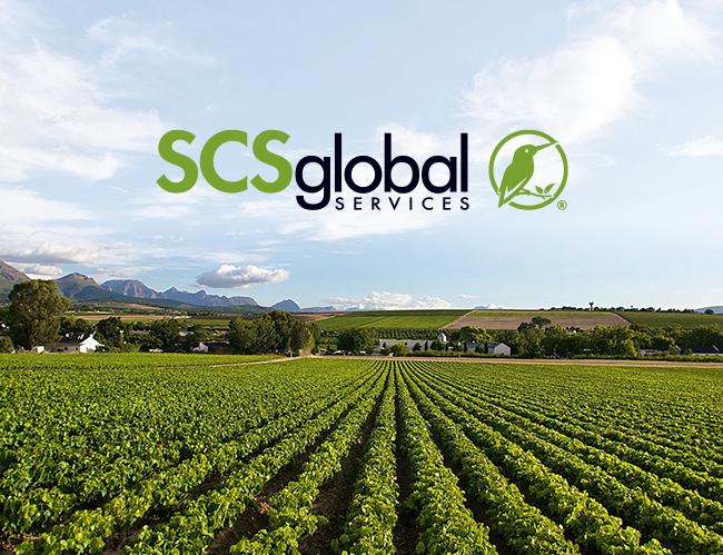 SCS Global Services logo over image of field