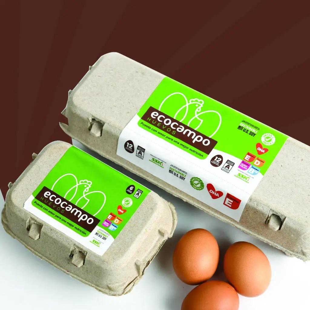 These eggs from Agropecuaria SSK S.L.R. in the Dominican Republic include the Sustainable U.S. Soy logo on cartons. 