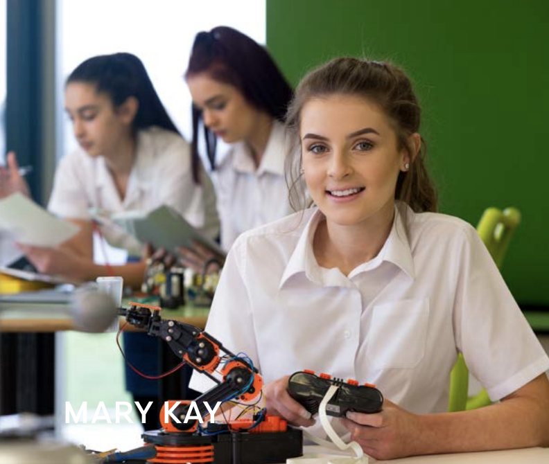 A young person with STEM engineering equipment 