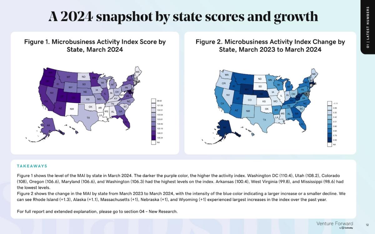 Maps showing a 2024 snapshot of state scores and growth.