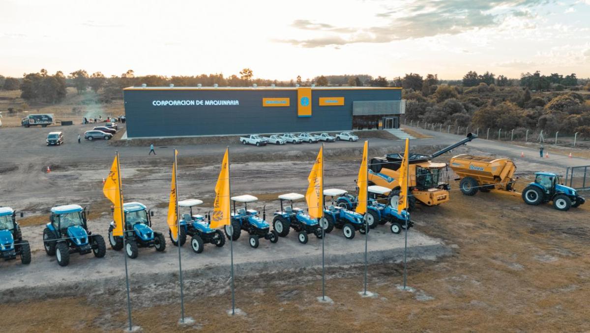 A line of tractors outside