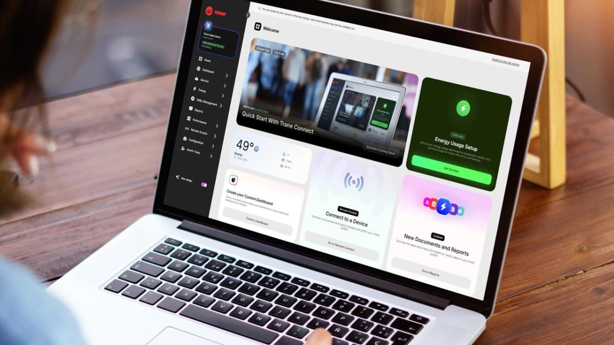 Trane Connect Platform shown on laptop