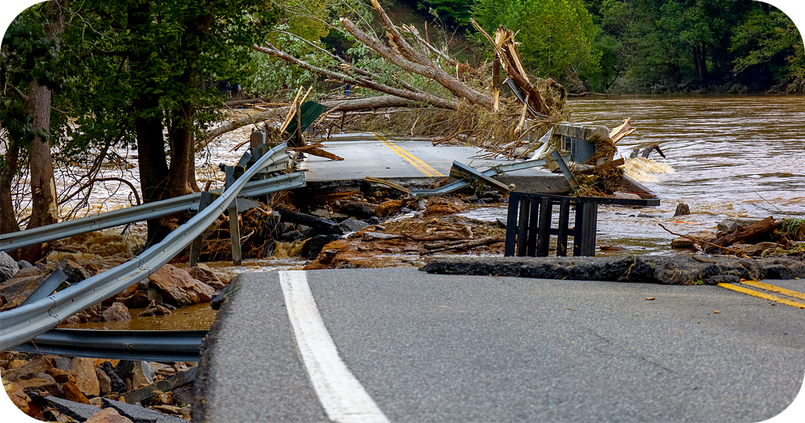 road with hurricane damage