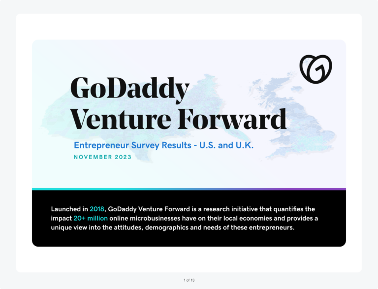 GoDaddy Venture Forward Entrepreneur Survey Results.