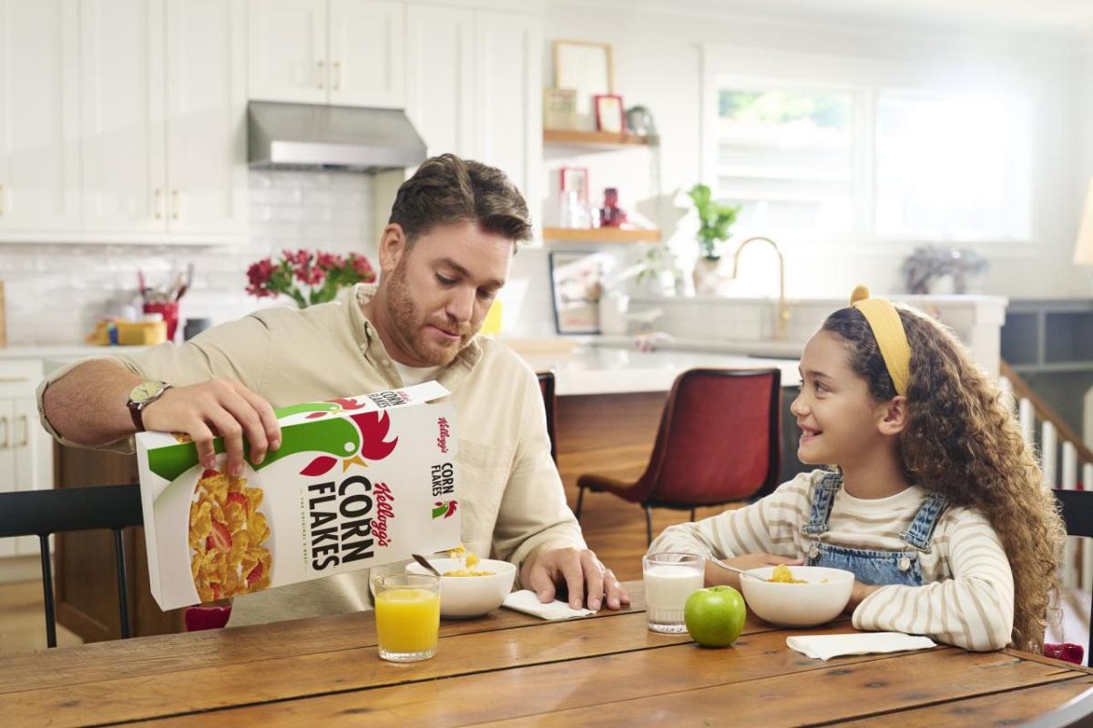 Family eating Corn Flakes 