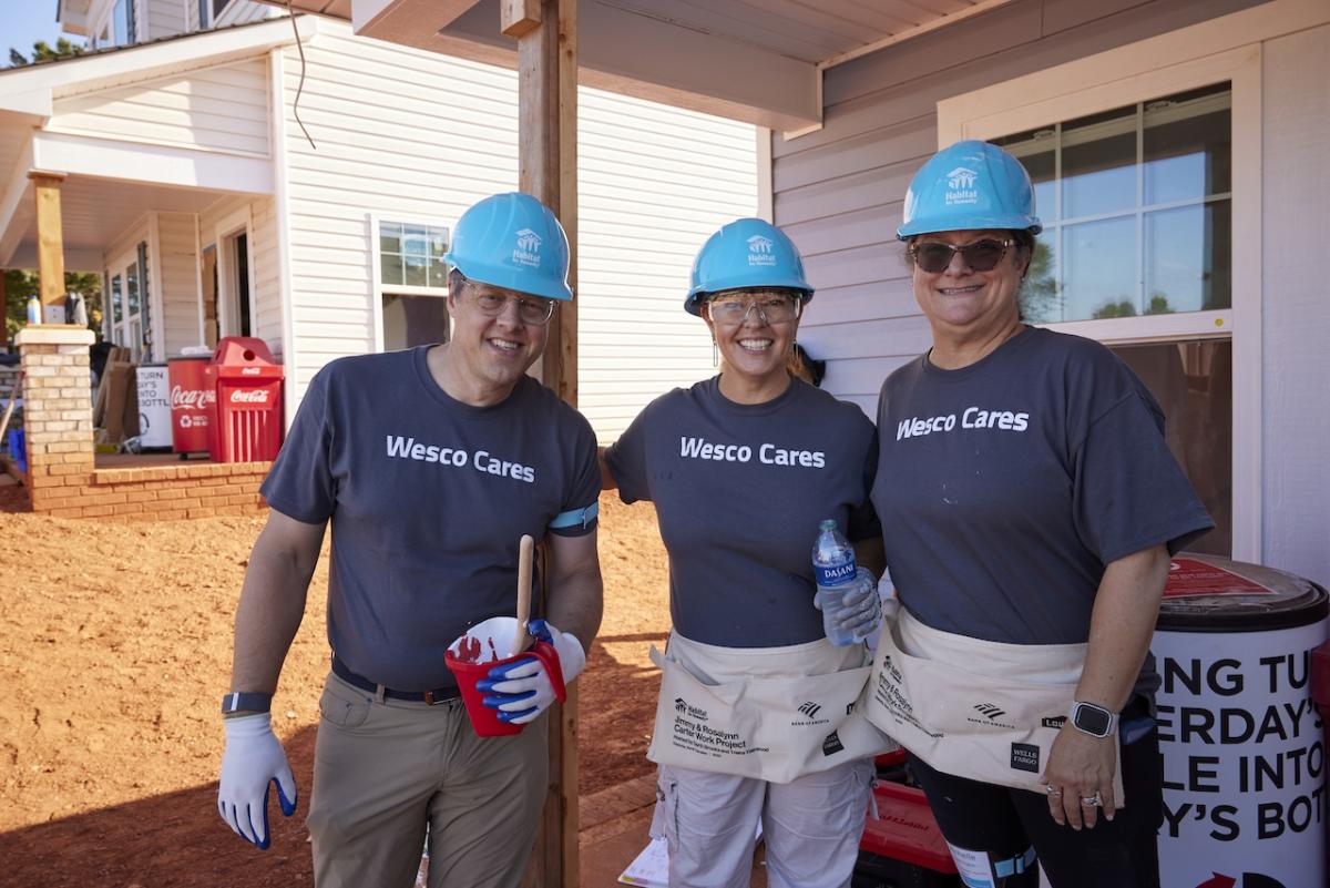 Wesco Cares volunteers at the Habitat for Humanity worksite.