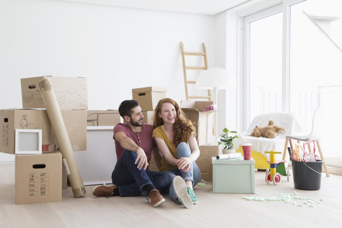 family and cardboard boxes