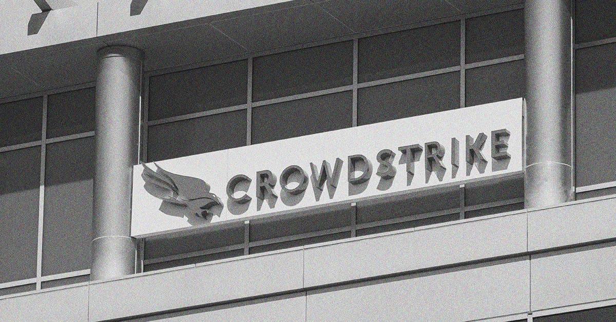 "Crowdstrike" sign on the side of a building