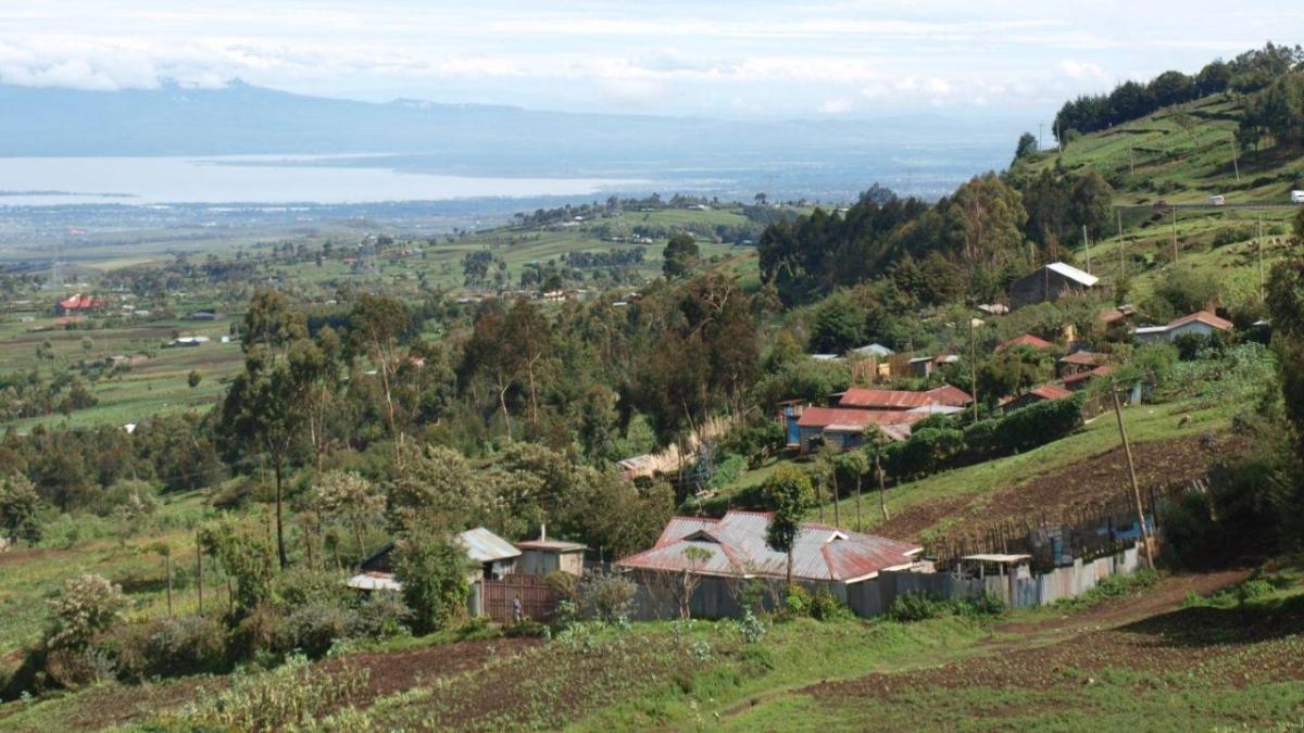 Smallholder farms at the edge of the Kinangop Plateau near Lake Naivasha, Western Kenya.