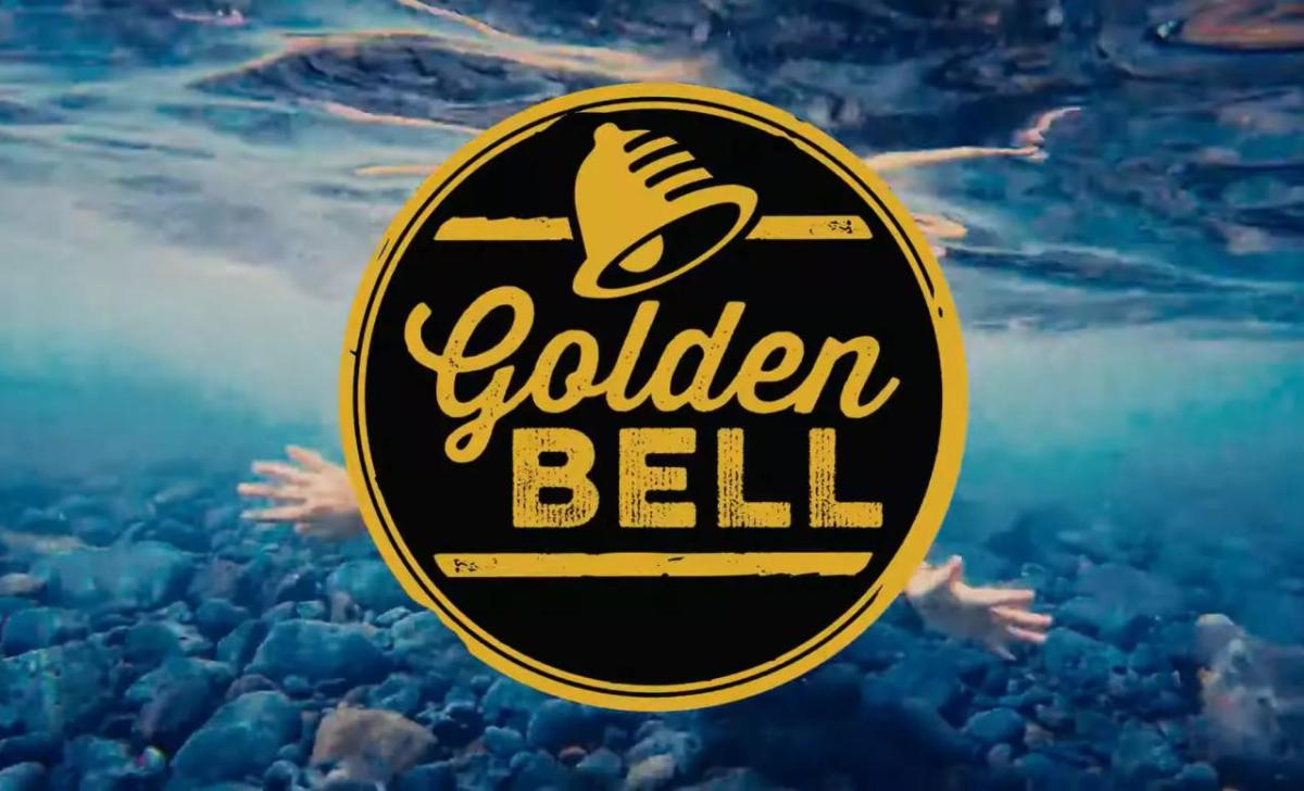 Golden Bell logo over an ocean scene