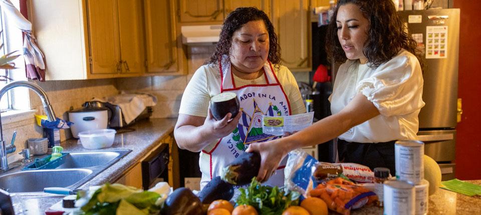 people cooking healthy food