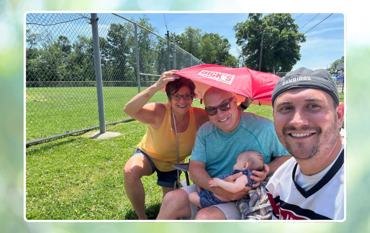 Janet Merlino with her family at her son’s baseball game.